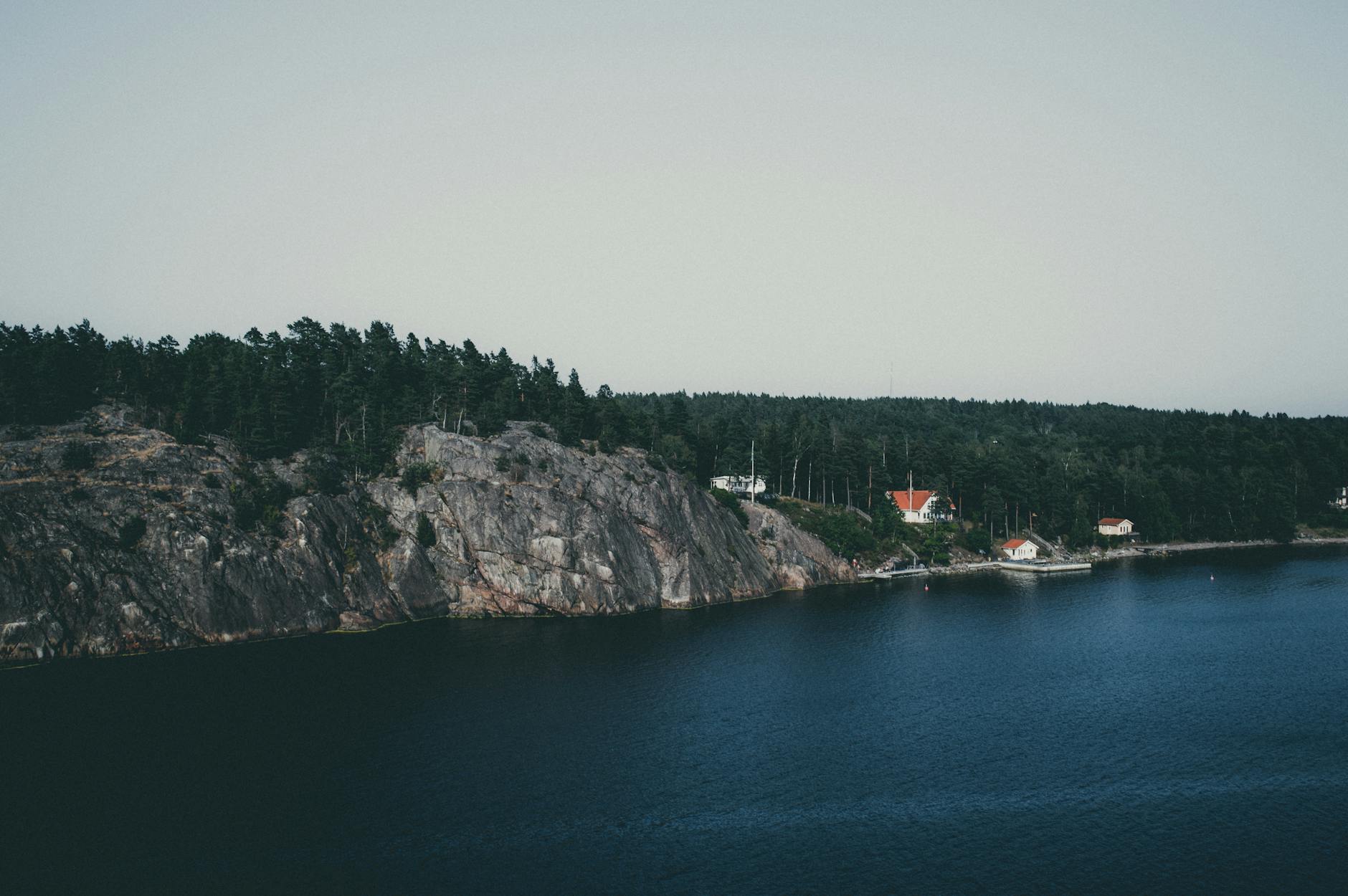 aerial photography of calm body of water